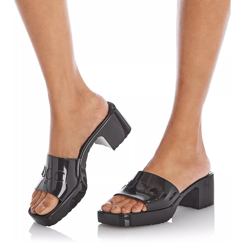 Gucci Platform Block Heel Slide Sandals - image 4